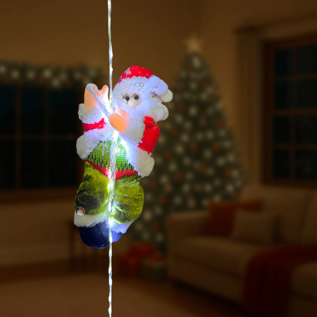 Papá Noel Escalador con Luces LED Multicolor | Decoración Navideña Original 🎄
