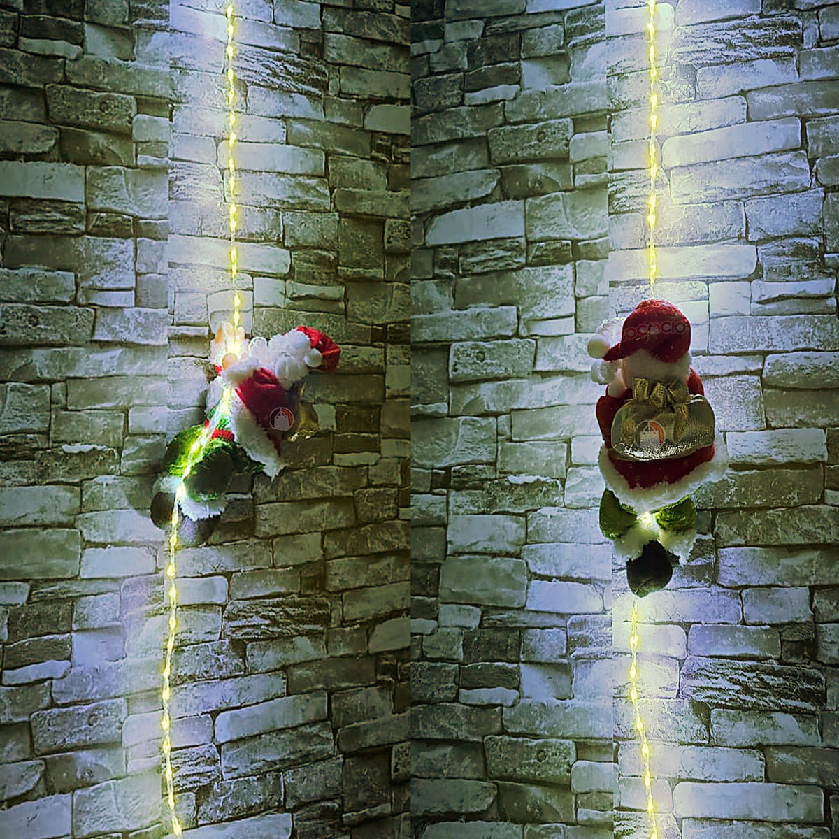 Papá Noel Escalador con Luces LED Multicolor | Decoración Navideña Original 🎄
