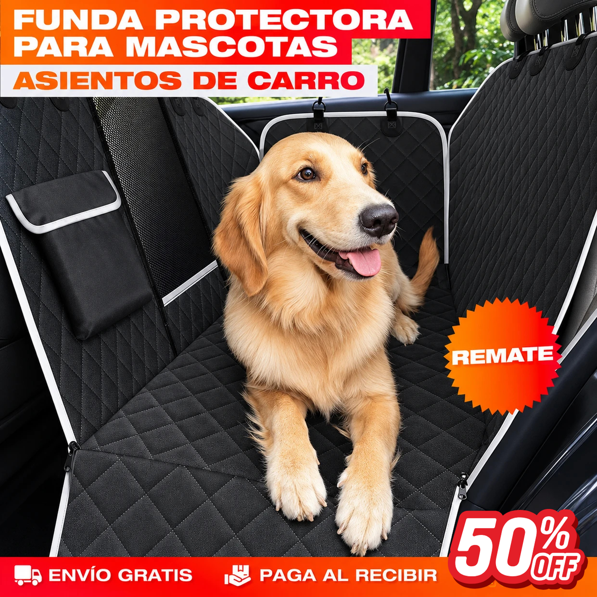 Funda Protectora de Carro para Mascotas - El perro se sube y el asiento