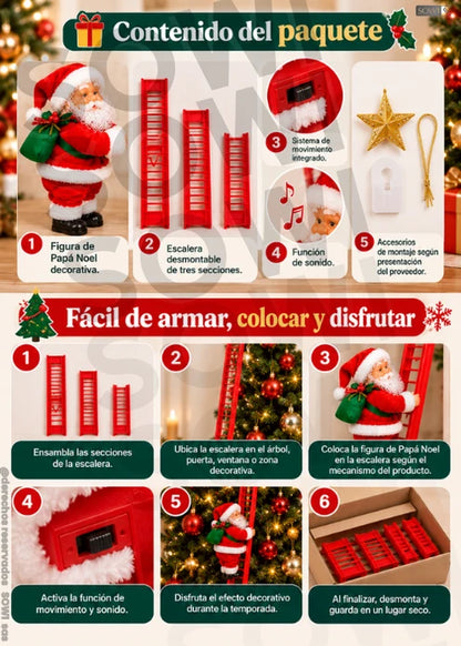 Papá Noel Trepador con Escalera, Movimiento y Sonido - Imagen 8