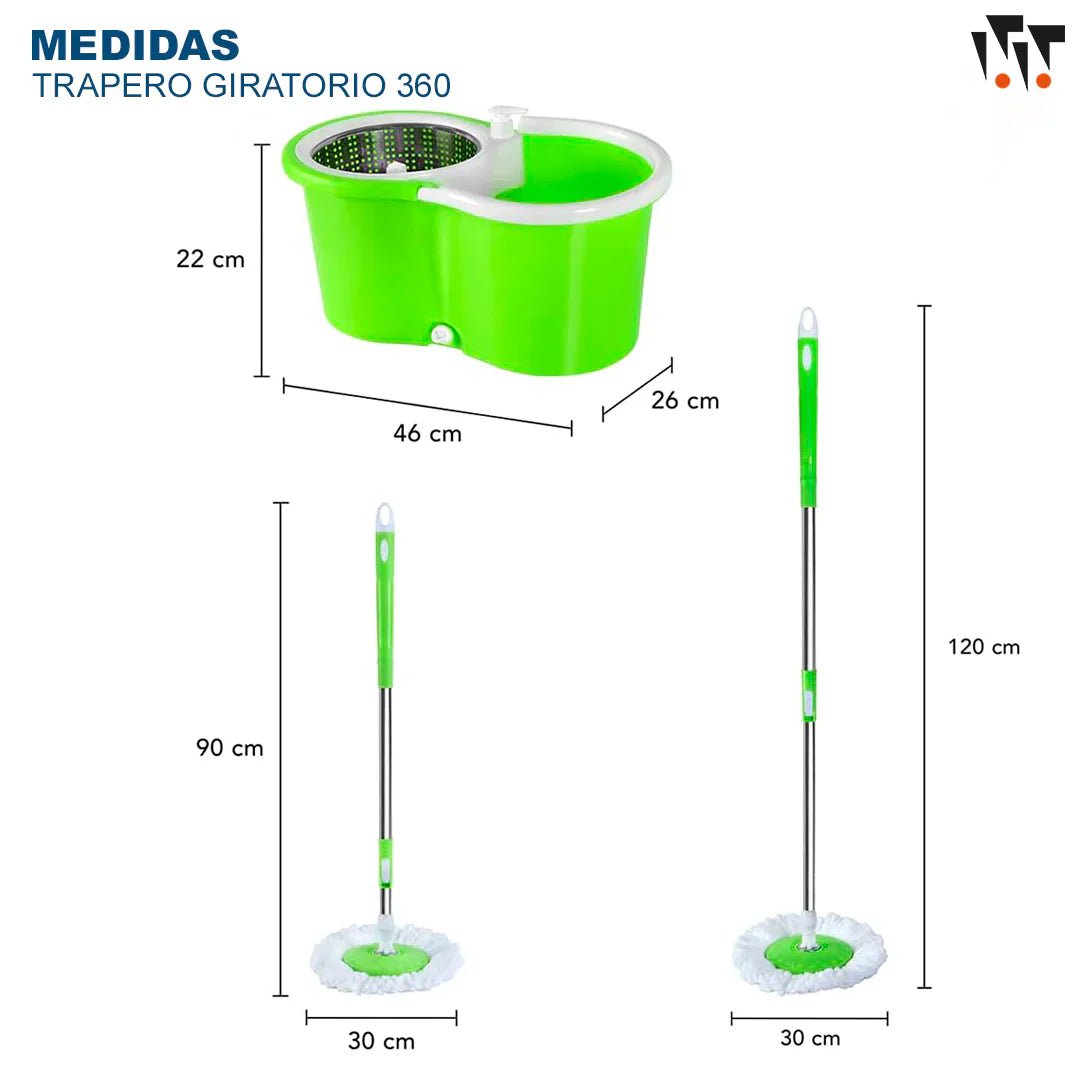 TrapPro 360° (2 Mopas + Balde Escurridor)